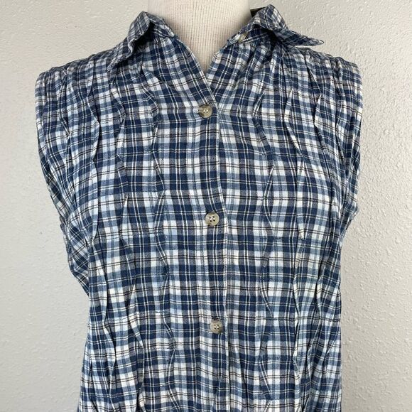Sara Studio Button Down Flannel Style Sleeveless Maxi Dress Size M EUC - Picture 1 of 9